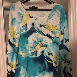 Women’s size Large Peck & Peck Floral 3/4 Sleeve Top/ Sweater L